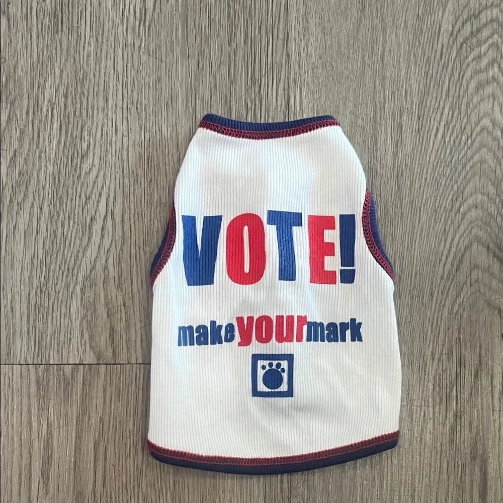 White Dog Shirt with Vote Print